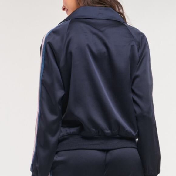 Navy Multicolor Stripe Detail Zip-Up Front Sports Jacket - Picture 5 of 16